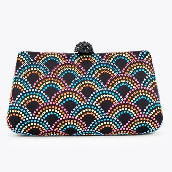 KURT GEIGER LONDON BLACK RAINBOW EAGLE CLUTCH BLACK NWOT